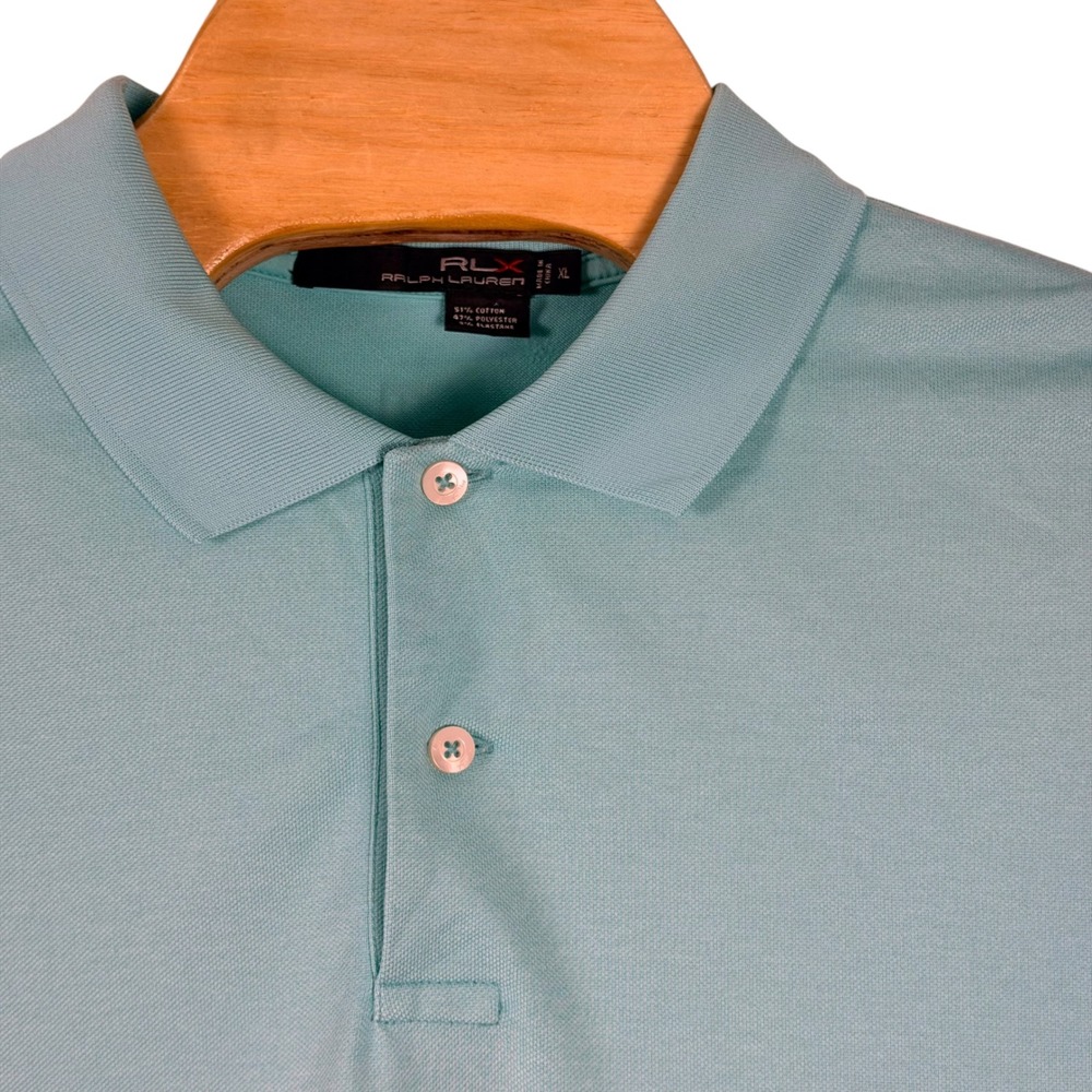 RLX Ralph Lauren Performance Golf Polo Shirt Mens XL Turquoise Blue Short Sleeve